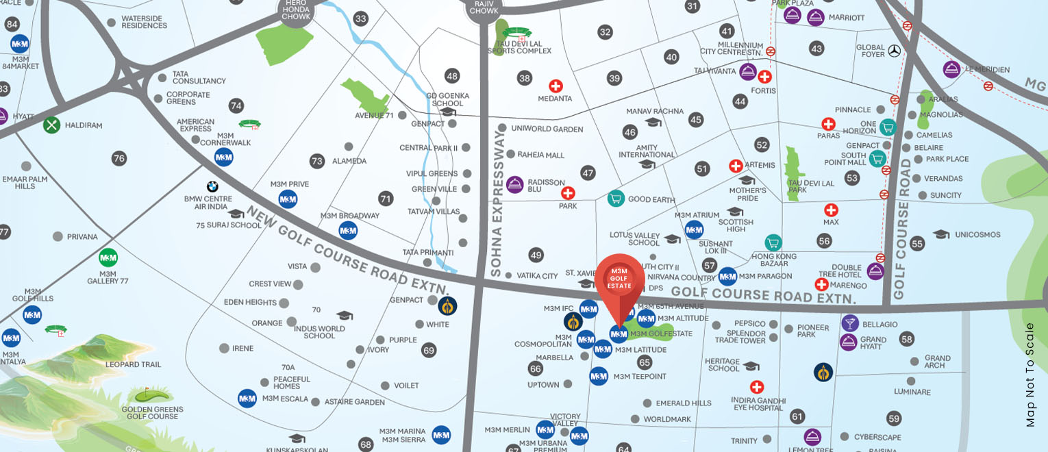 M3M Golfestate Location Map