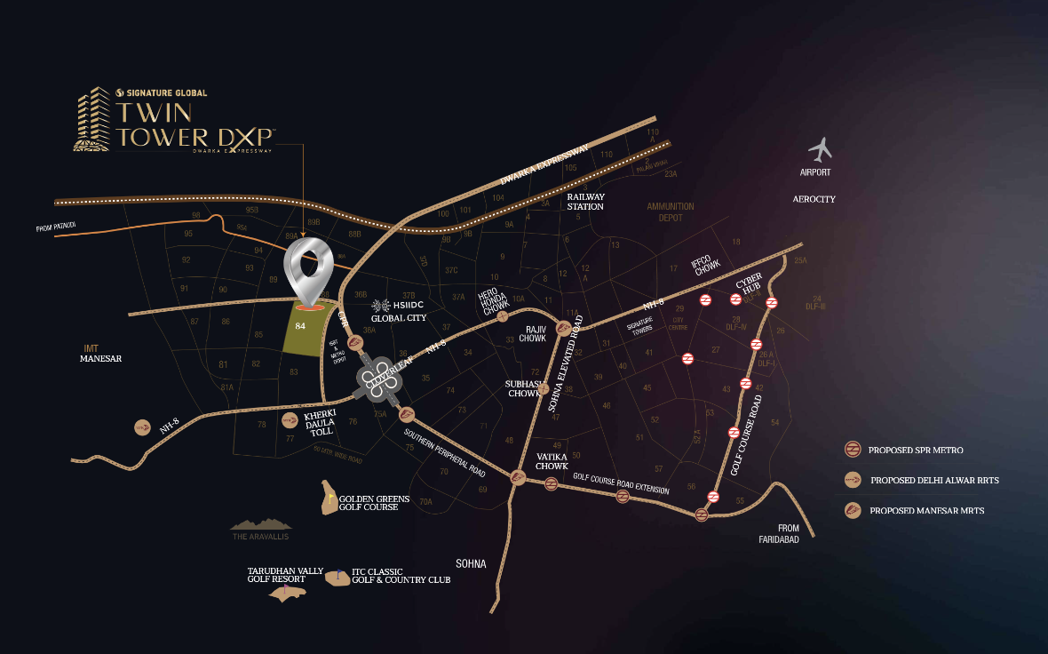 Signature Global Twin Tower DXP Location Map
