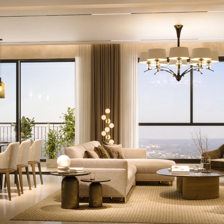 Artist’s impression of living and dining area at SOBHA Crescent, Sector 63A, Gurugram